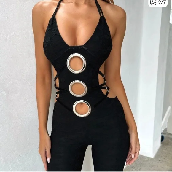 Outcast Black Lace Jumpsuit medium - Picture 2 of 6